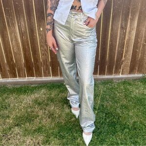 ⚡️ Naked Wardrobe Metallic Croc Embossed Pants – Size S